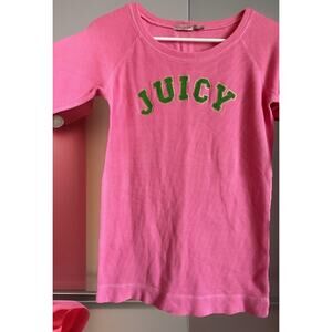 VTG Juicy Couture Y2K Pink Thermal Waffle Shirt Green Logo Born In USA, Med RARE